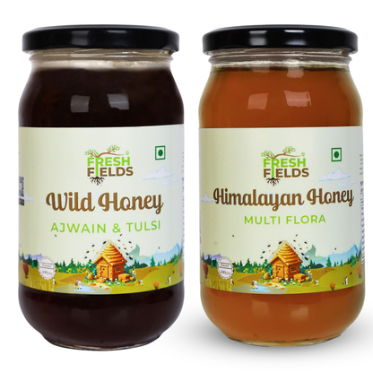 AJWAIN Honey 500gm & MULTI-FLORA Honey 500gm - Pack of 2
